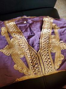 Traditional Moroccan Kaftan Purple & Gold Embroidered Dress
