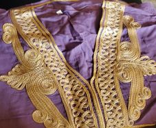 Traditional Moroccan Kaftan Purple & Gold Embroidered Dress