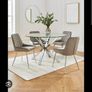 Glass/Chrome Dining Table Round 120cm Image 2
