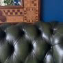 Chesterfield antiqued leather racing green sofa Image 3