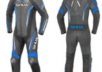 FREE SHIPPING - Shua Infinity 1PC Motorcycle Premium Leather Racing Suit (Black/Blue) - Size 52, 54, 56. 58. 60