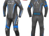 FREE SHIPPING - Shua Infinity 1PC Motorcycle Premium Leather Racing Suit (Black/Blue) - Size 52, 54, 56. 58. 60