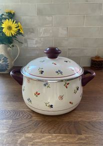 Rare Vintage Villeroy & Boch Petite Fleur Enamel Pot