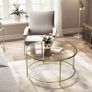 Round Coffee Table, Living Room Table with Steel Frame, Salon Table, Side Table, Pearl White/Slate Grey Image 7