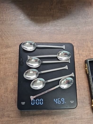 Rare Antique Cased Set of 6 Solid Sterling Silver Coffee Spoons. British Hallmarks Multi-Assay Set which Includes Closed Chester and Glasgow Marks