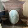Late Victorian / early Edwardian style cast iron fireplace with tiled inserts and a decorative mantel surround Image 5