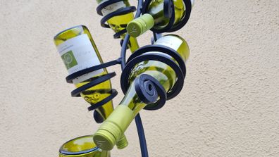 Hand Crafted John Forkin Iron Wine Bottle Holder