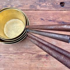 THREE Brass Saucepans