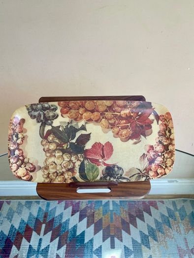 Vintage French Manover Fiberglass Tray, Grape Vine