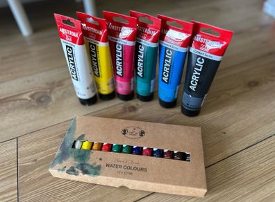 Acrylic and Water colour paints