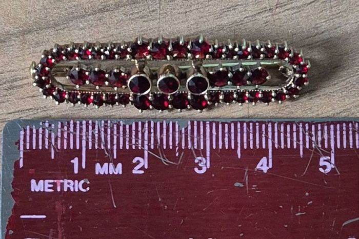 An  Amazing 14Ct Solid Gold Garnet Brooch, A heavy 7.2 grams
