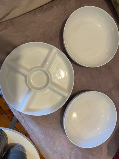3 white serving dishes from Dunnes