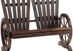 Comfortable Fir Logs Love Chair with Wheel-Shaped Armrests, Outdoor Wooden (FREE POSTAGE)
