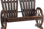 Comfortable Fir Logs Love Chair with Wheel-Shaped Armrests, Outdoor Wooden (FREE POSTAGE)