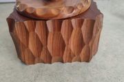 Wooden box with a lid and plastic inlay || vintage solid oLIVE wood and plastic MADE IN FRANCE.