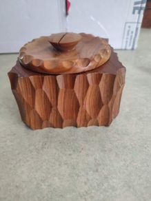 Wooden box with a lid and plastic inlay || vintage solid oLIVE wood and plastic MADE IN FRANCE.