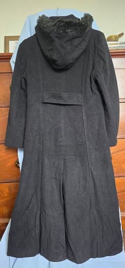 De La Creme Black Long Wool-Blend Hooded Coat - 10