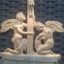 Antique solid Brass Holy Water Font Crucifix and Angels Image 3