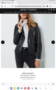 Mint Velvet Leather Jacket - Black - UK 12 - RRP 399 Brand New