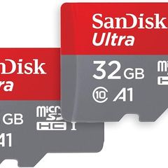 SANDISK Ultra micro SD Card + Adapter 32GB, Up to 120MB/s Read Speed 2-Pack