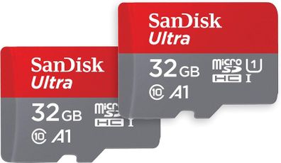 SANDISK Ultra micro SD Card + Adapter 32GB, Up to 120MB/s Read Speed 2-Pack