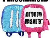 Personalised Kids Sequin Backpack Rucksack with your photo image back to school stationery
