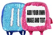 Personalised Kids Sequin Backpack Rucksack with your photo image back to school stationery