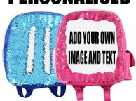 main image for ad Personalised Kids Sequin Backpack Rucksack with your photo image back to school stationery