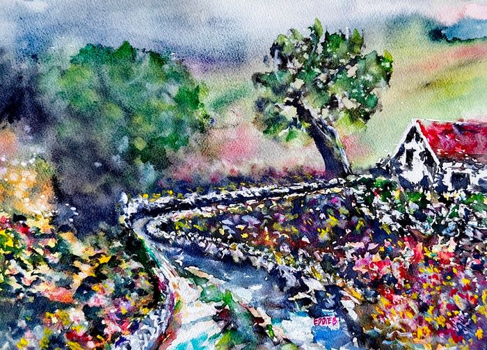 Connemara wild Atlantic flowers watercolour