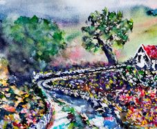 Connemara wild Atlantic flowers watercolour