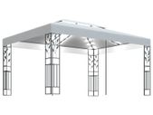 Gazebo with Double Roof and String Lights 3x4 m White