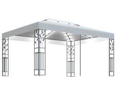 Gazebo with Double Roof and String Lights 3x4 m White
