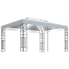 Gazebo with Double Roof and String Lights 3x4 m White