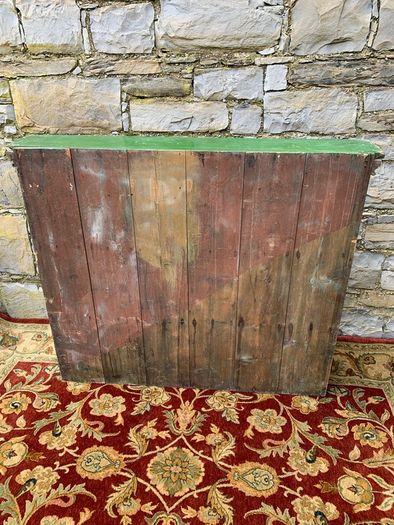 Large Antique Victorian Painted Pine Breakfront Bookshelf.