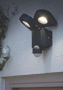 2x lap dryden-2 outdoor led floodlight with pir sensor charcoal 20w 1900lm