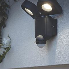 2x lap dryden-2 outdoor led floodlight with pir sensor charcoal 20w 1900lm