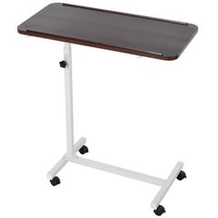 Height Adjustable End Table with Wheels Mobile Sofa Side Table for Living Room, Bedroom Brown