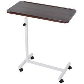 Height Adjustable End Table with Wheels Mobile Sofa Side Table for Living Room, Bedroom Brown