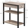 Greige Black LET313B02 Tall Slim Side Table with Drawer and 2 Shelves Image 4