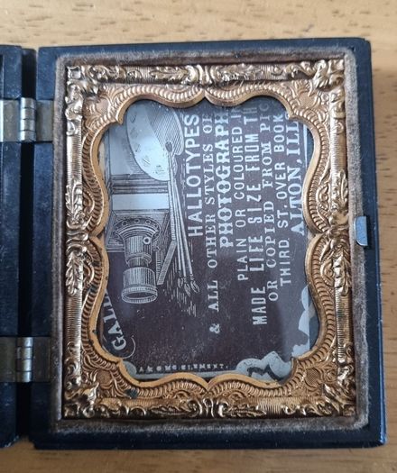 19thC Gutta percha travel photo frame