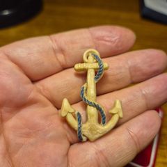 Rare Find: 1930s/1940s Vintage Nautical Early Plastic Celluloid Cream Anchor Brooch