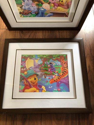 Winnie the Pooh framed pictures x 2