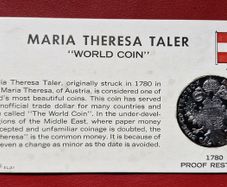 1780 Maria Theresa Taler Proof Restrike Silver Coin In Card