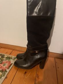 FURLA dark brown leather and suede boots Size 39 UK 6 6.5