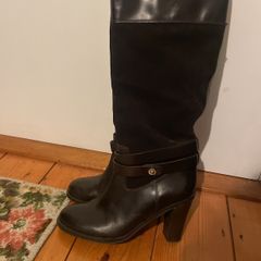 FURLA dark brown leather and suede boots Size 39 UK 6 6.5