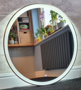 LED Bathroom Mirror Gold Frame Demister Antifog