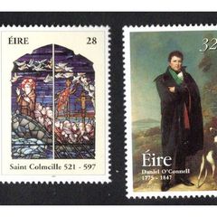 1997 Ireland Birth centenary of Kate O'Brien (Novilist); 1400th Death Anniversary of St. Iona; 150th Death Anniversary of Daniel O'Connell; 250th Anniversary of John Wesley's First Visit of Ireland Stamps Mint Never Hinged (MNH)