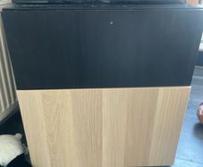 Black and oak chest of drawers