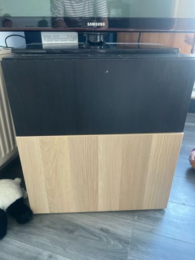 Black and oak chest of drawers