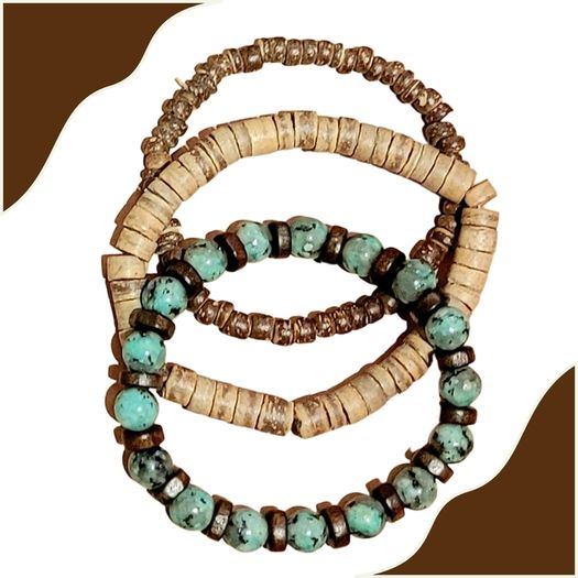 Men Set of bracelets Jewelry Gift with elasticized string